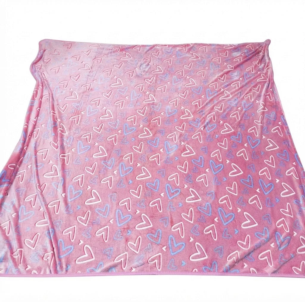 پتو مسافرتی 2 نفره مدل ژله ای شب نما طرح قلبی سایز 240x220 سانتی‌متر