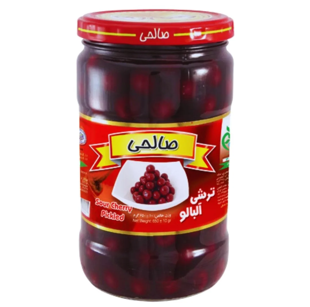 ترشی آلبالو صالحی پاستوریزه ممتاز - 650 گرم مجموعه 12 عددی