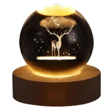 چراغ خواب مدل 3D Crystal طرح گوزن
