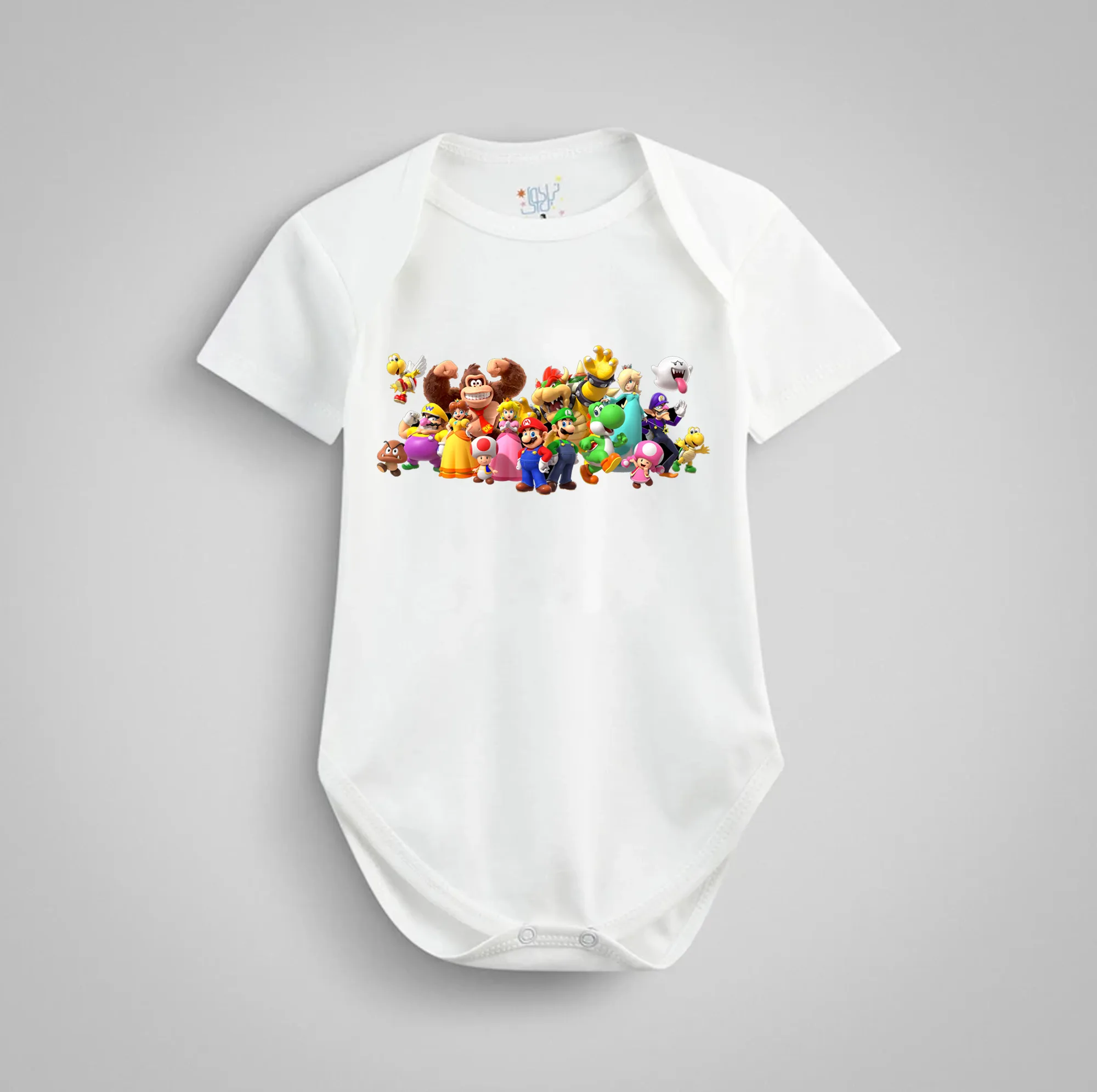 بادی آستین کوتاه نوزادی نیل کوک مدل Mario & Princess Peach مجموعه 3 عددی