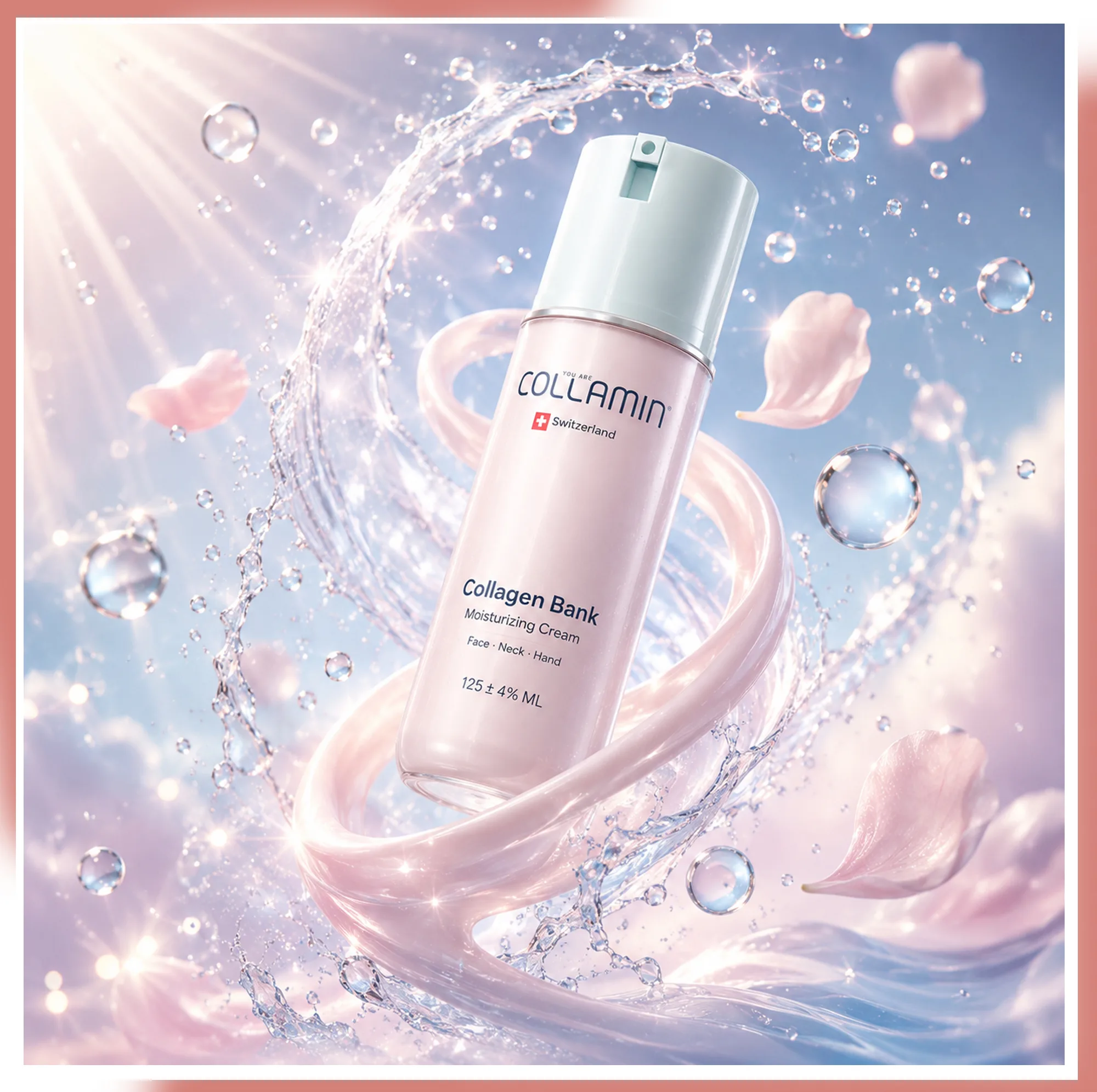 کرم مرطوب کننده صورت و گردن کلامین مدل collagen bank-6 مناسب انواع پوست حجم 125 میلی لیتر مجموعه 6 عددی