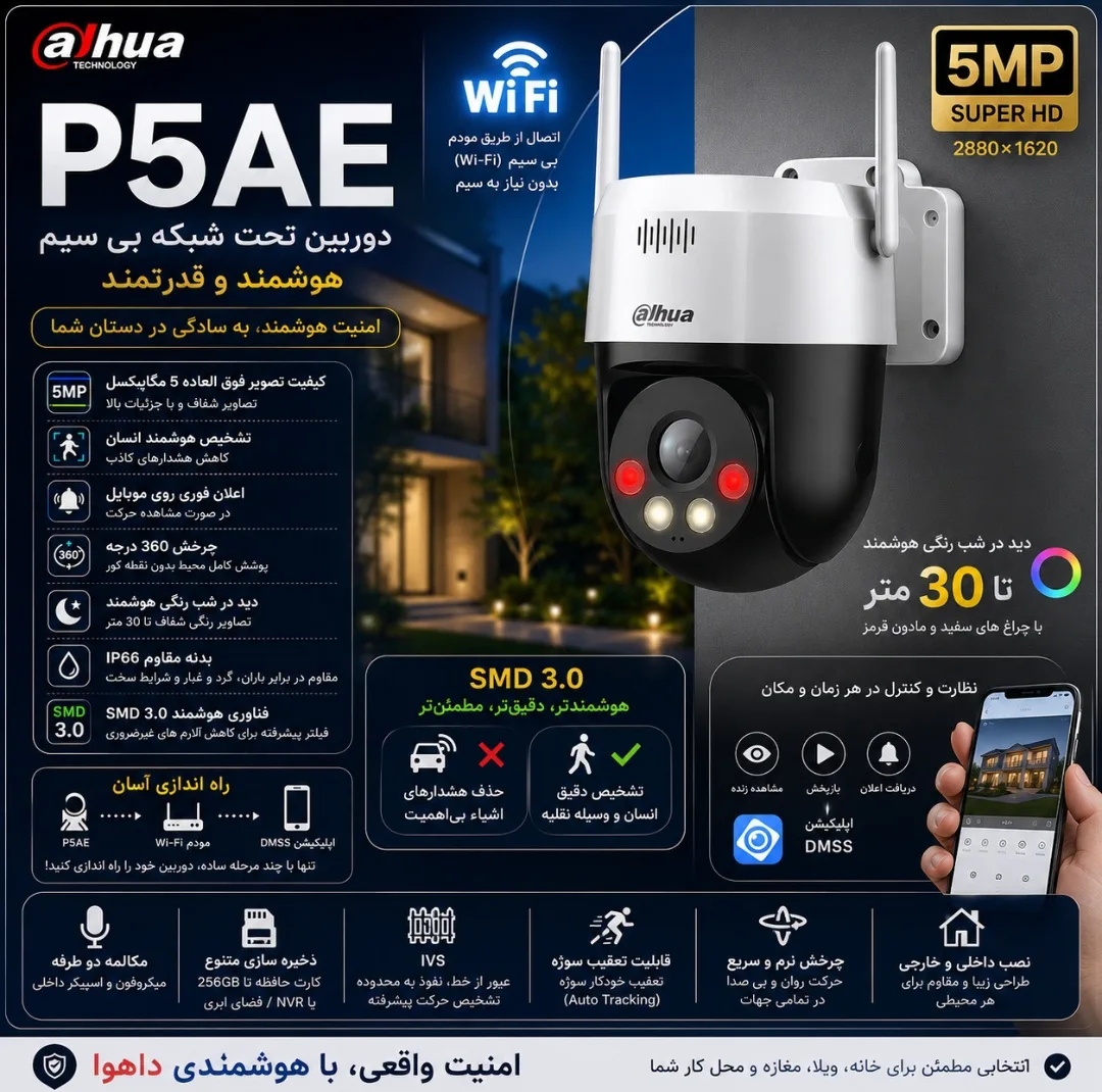 دوربین مداربسته بیسیم داهوا مدل Picco A2 DH-P5AE-PV