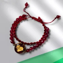 دستبند زنانه زرمان روکش طلا با سنگ عقیق مدل ضربان قلب