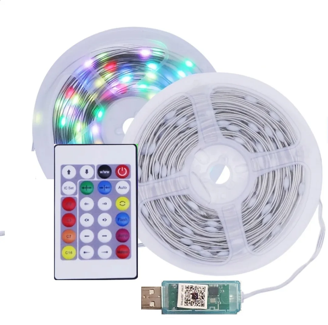 ریسه ال ای دی مدل فول کالر هوشمند بلوتوثی کد RGB IC usb 5v طول 10 متر