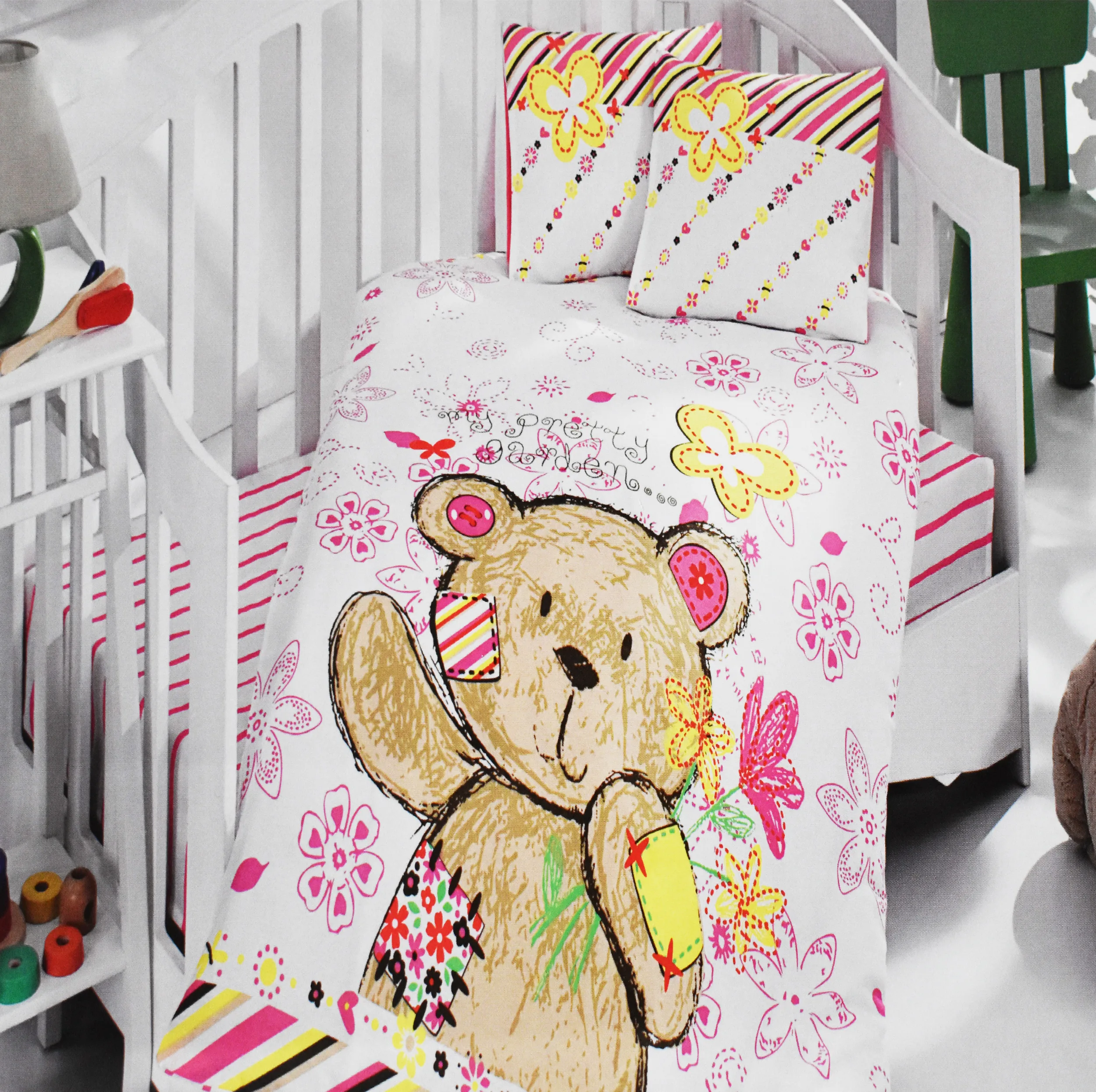 سرویس ملحفه کودک کوپن مدل Teddy bearp تک نفره 3 تکه