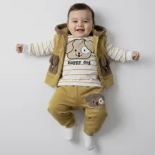 ست 3 تکه لباس نوزادی مدل Happy Dog کد Ne3
