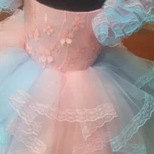پیراهن مجلسی بلند دخترانه مدل پرنسسی تولدی پفی