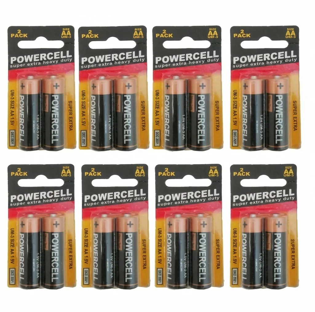 باتری نیم قلمی پاورسل مدل Super Extra Heavy Duty بسته 16 عددی