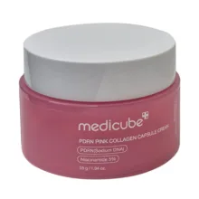کرم روشن‌کننده روز و شب صورت و گردن مدیکیوب مدل PDRN Pink Collagen مناسب برای انواع پوست وزن 55 گرم