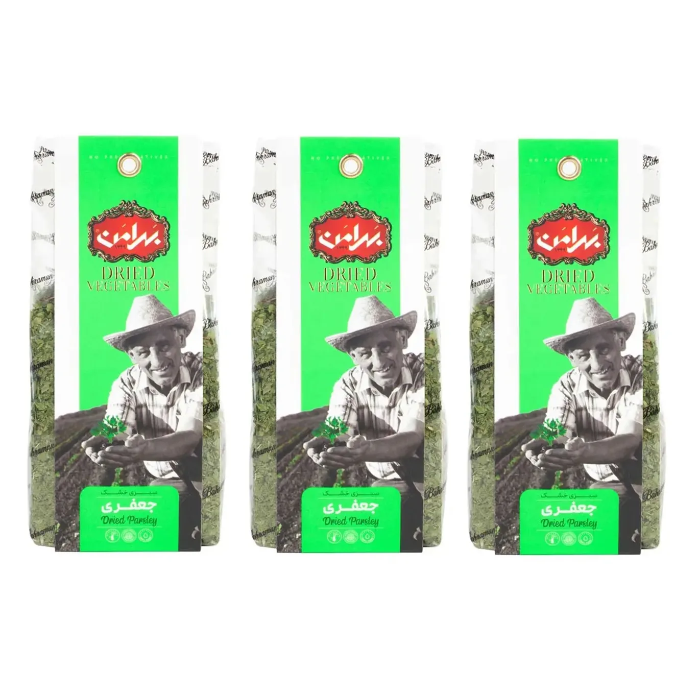 سبزی خشک جعفری بهرامن - 80 گرم مجموعه 3 عددی