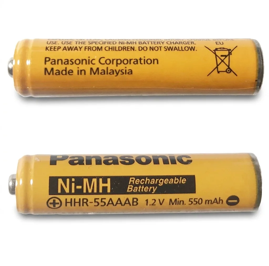 باتری نیم قلمی قابل شارژ تلفن بی سیم پاناسونیک مدل Ni-MH/HHR-55AAAB بسته دو عددی