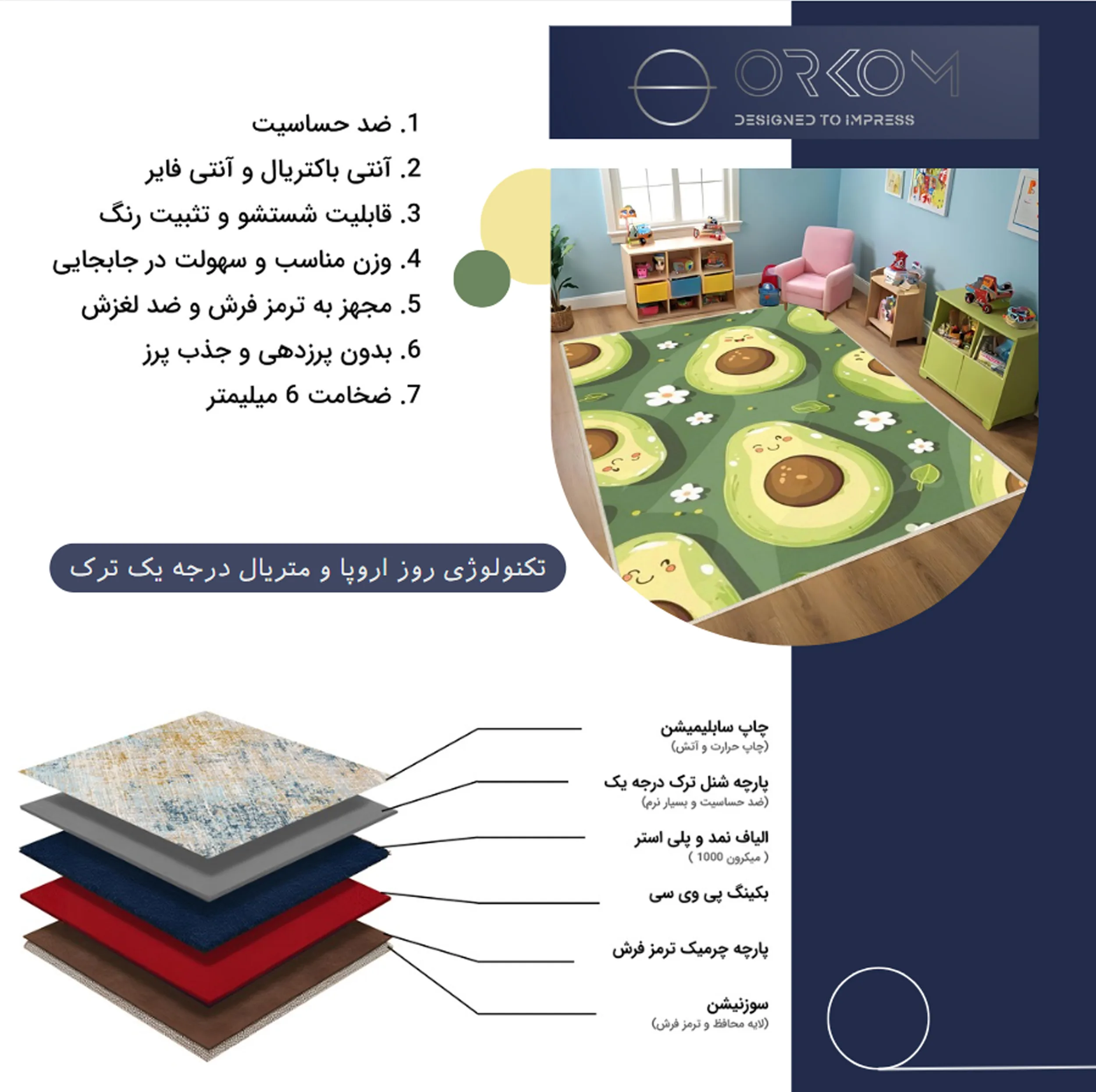 فرش ماشینی 1000 شانه زمینه و حاشیه سبز مدل اورکوم طرح اتاق کودک کد kids.9006.01