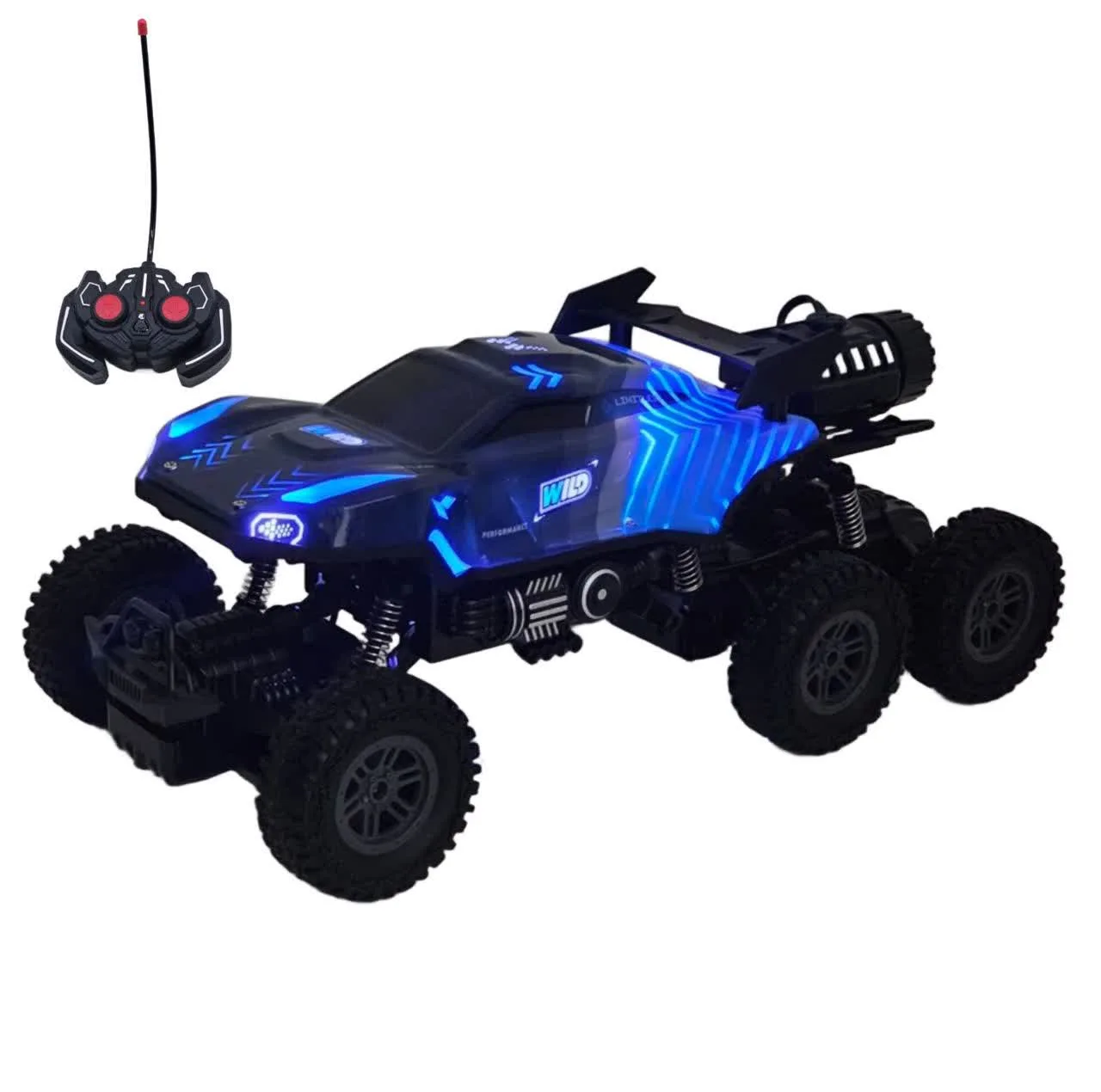 ماشین بازی کنترلی ناب سل مدل آفرود فنری چراغدار دودزا شارژی 6 چرخ 6 کانال کد SPRAY CLIMBING CAR SCALE 1:16 LIGHT FUNCTION 27 MHZ RADIO OPERATION