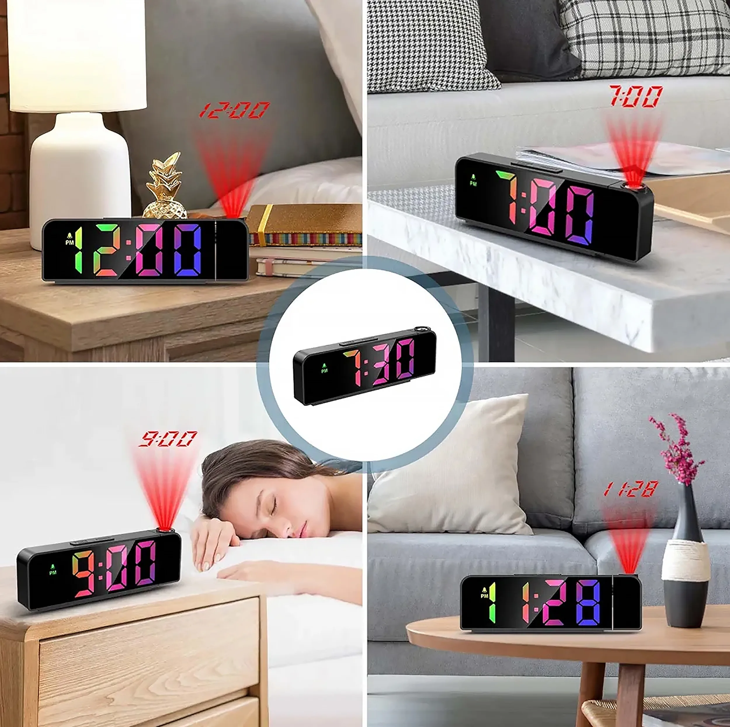 ساعت رومیزی دیجیتال مدل RGB پرژکتور دار کد GH0729
