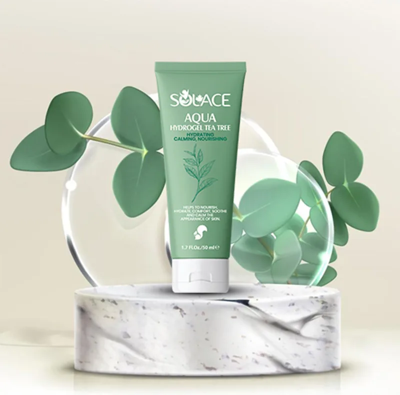ژل آبرسان صورت، گردن سولس مدل ژل آبرسان Aqua Hydrogel Tea Tree مناسب برای چرب، آکنهدار، مختلط حجم 50 میلیلیتر