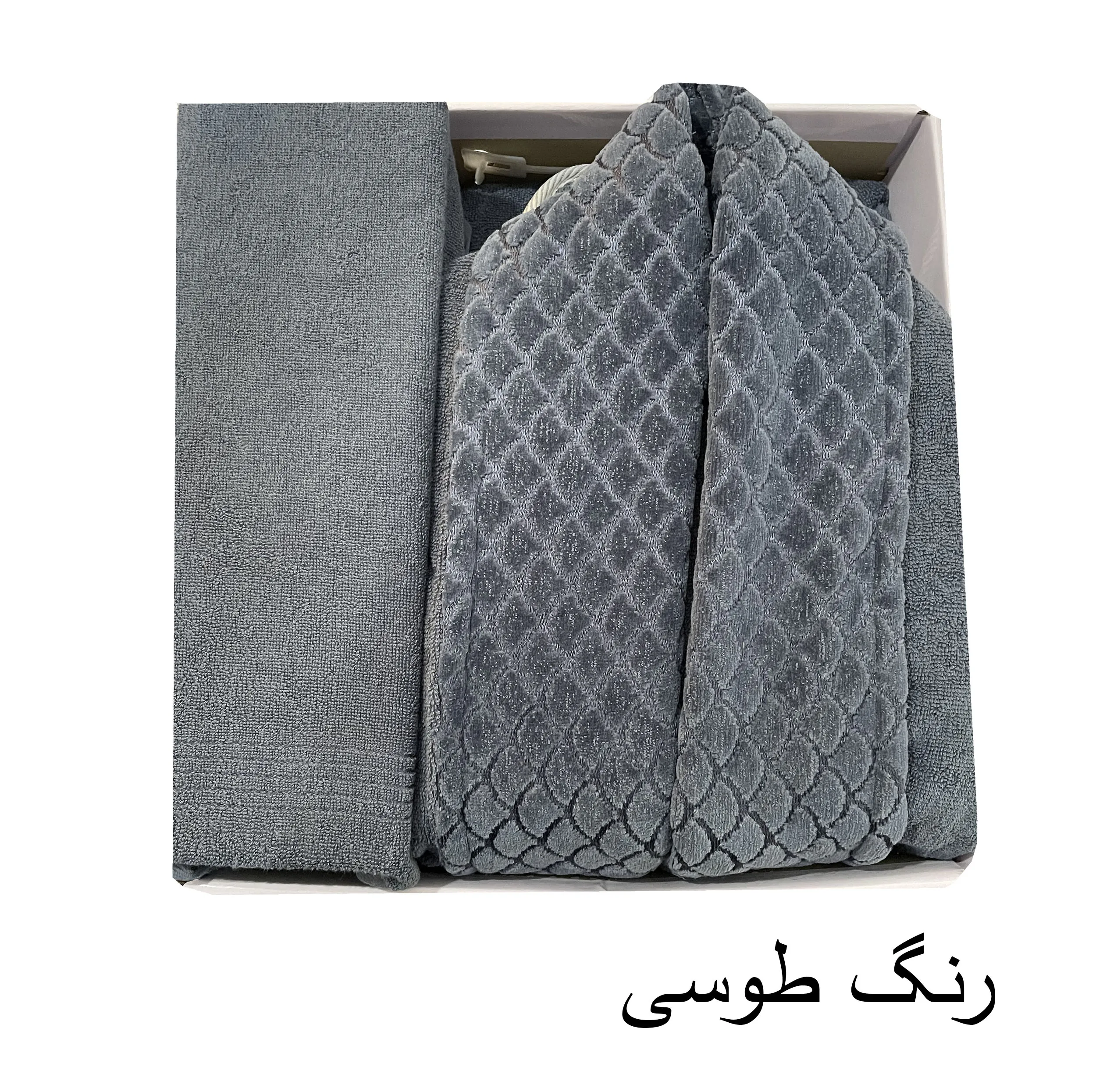 سرویس  حوله پالتویی ۳ تکه هنرمند مدل پولکی سایز ۱۲۵
