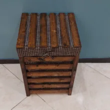 سبد رخت چرک مدل مکعب چوبی