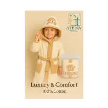 حوله پالتویی کودک آتنا مدل خرسی سایز 110x145 سانتی‌متر