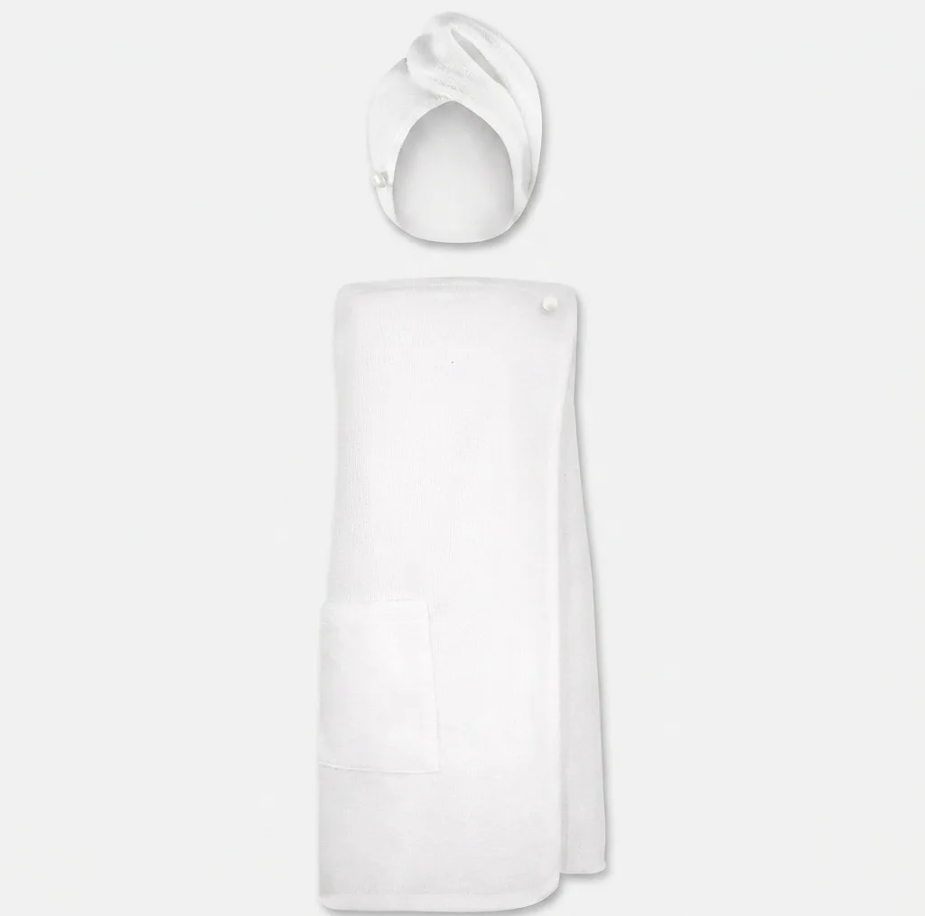 حوله استخری مدل دکلته کد 221    سایز 136×80 سانتی‌متر به همراه حوله کلاهی