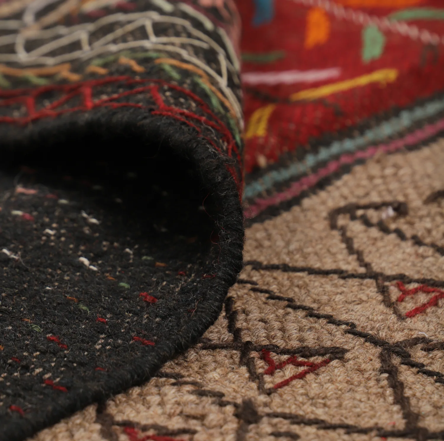 گلیم دستبافت مدل سفره کردی کد 4010954