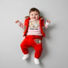 ست 3 تکه لباس نوزادی مدل Happy Dog کد Ge3