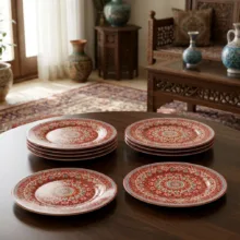 بشقاب میوه خوری مقصود مدل ترنج بسته 6 عددی