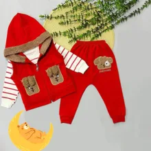 ست 3 تکه لباس نوزادی مدل Happy Dog کد Ge3