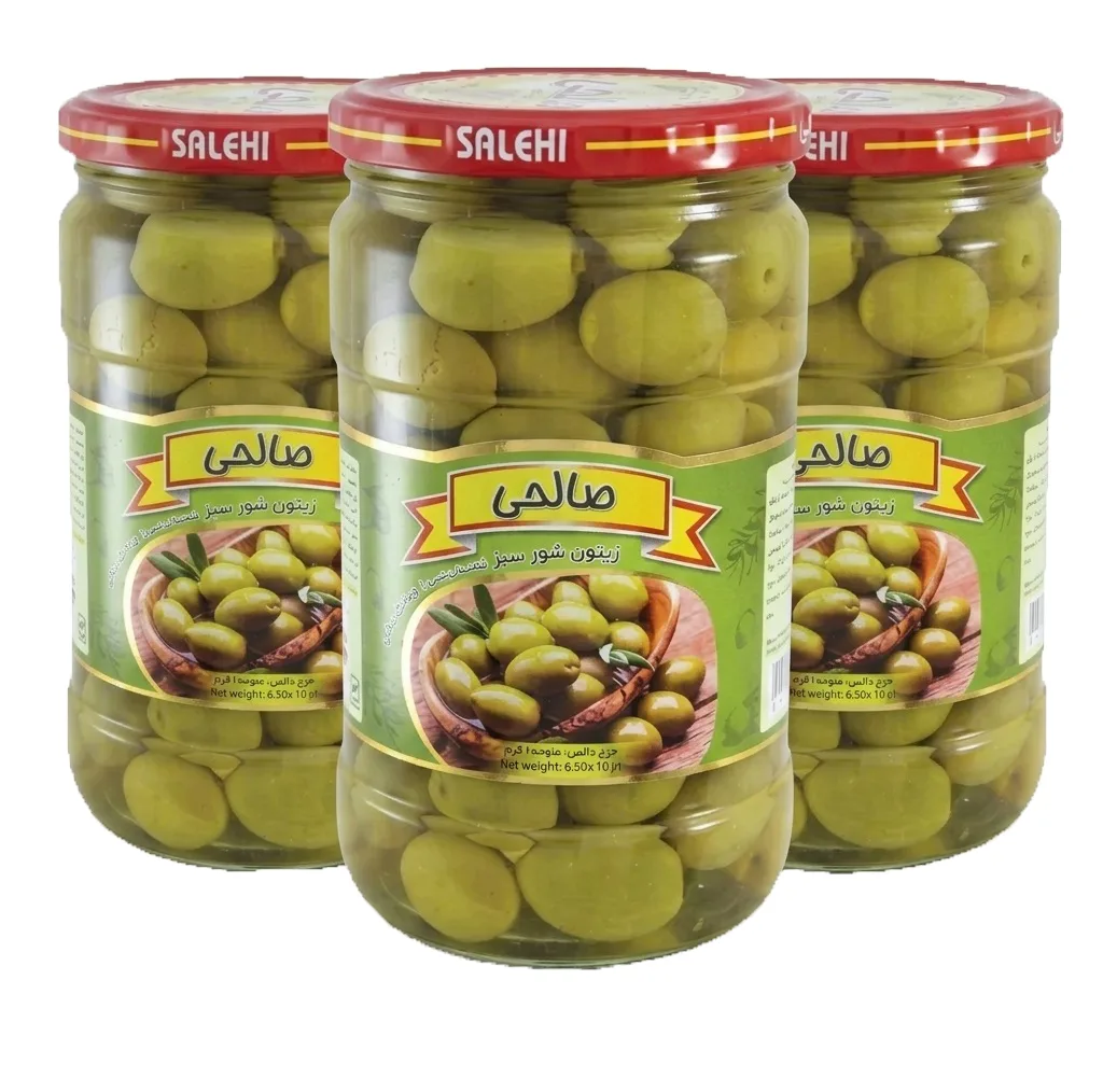 زیتون شور سبز ویژه هسته دار صالحی - 650 گرم مجموعه 3 عددی