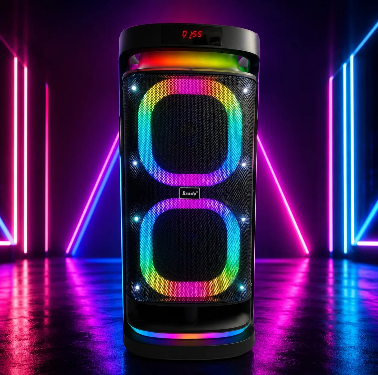 اسپیکر بلوتوثی قابل حمل برودو مدل KARAOKE BOX Dual 8inch