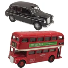 کیت ماشین بازی ناب سل مدل اتوبوس و تاکسی لندن فلزی مجموعه 2 عددی LONDON BUS & TAXINAAB0022