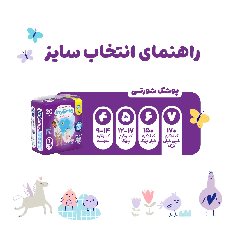 پوشک شورتی کانال دار بچه مای بیبی مدل اکو سایز هفت 20 عددی