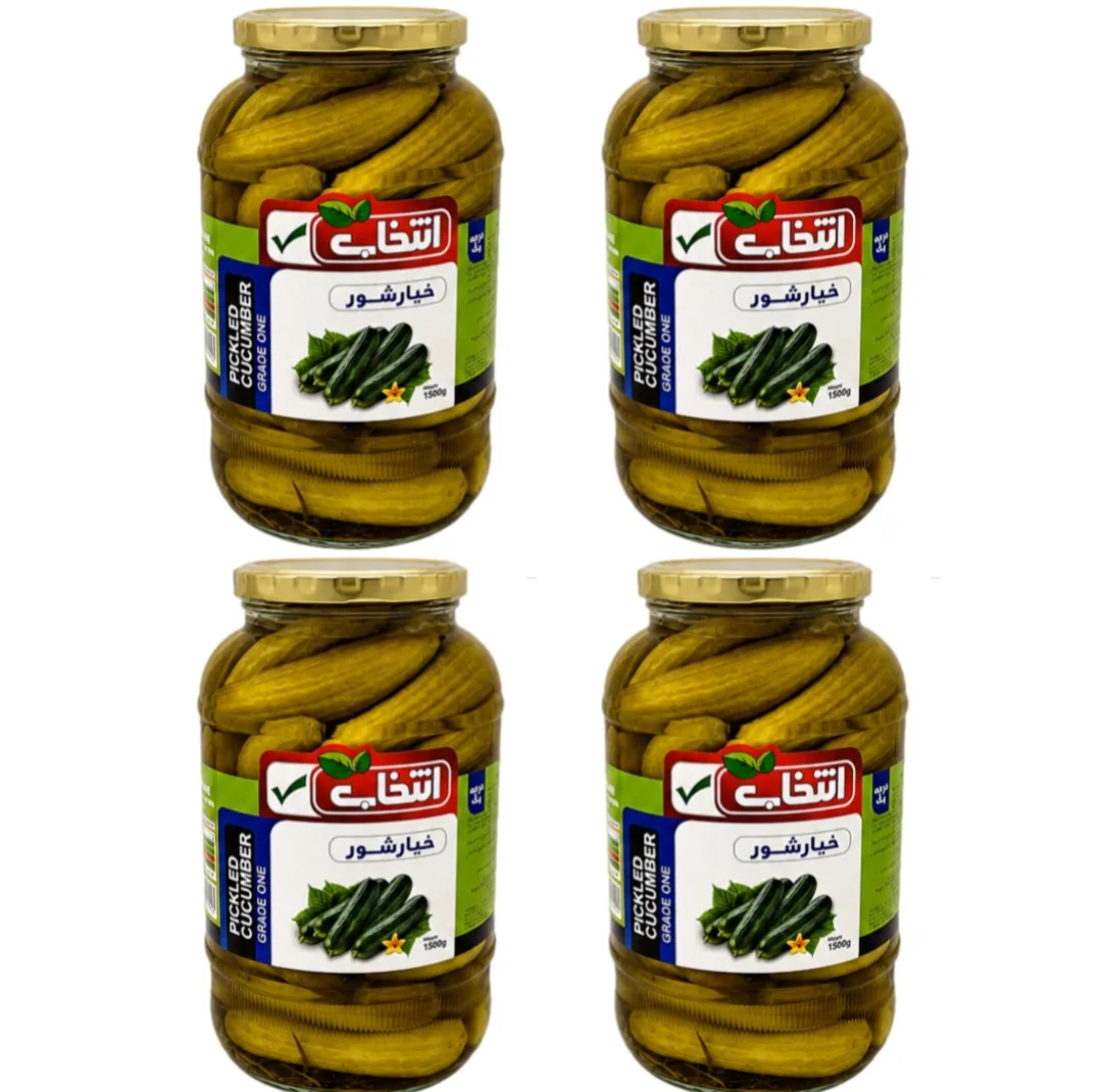 خیارشور درشت نمکی سرکه‌ای انتخاب - 1500 گرم بسته 4 عددی