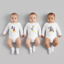 بادی آستین بلند نوزادی نیل کوک مدل میکی و دوستان مجموعه 3 عددی