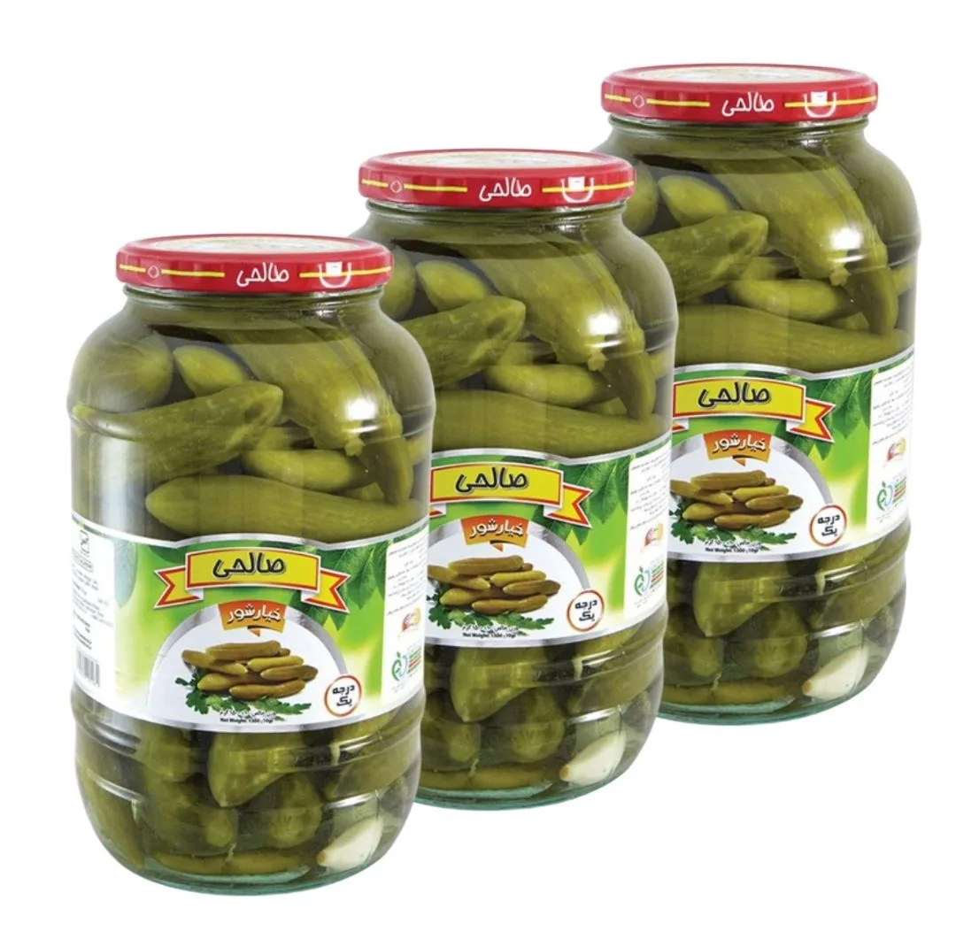 خیارشور سرکه ای صالحی - 1300 گرم مجموعه 3 عددی