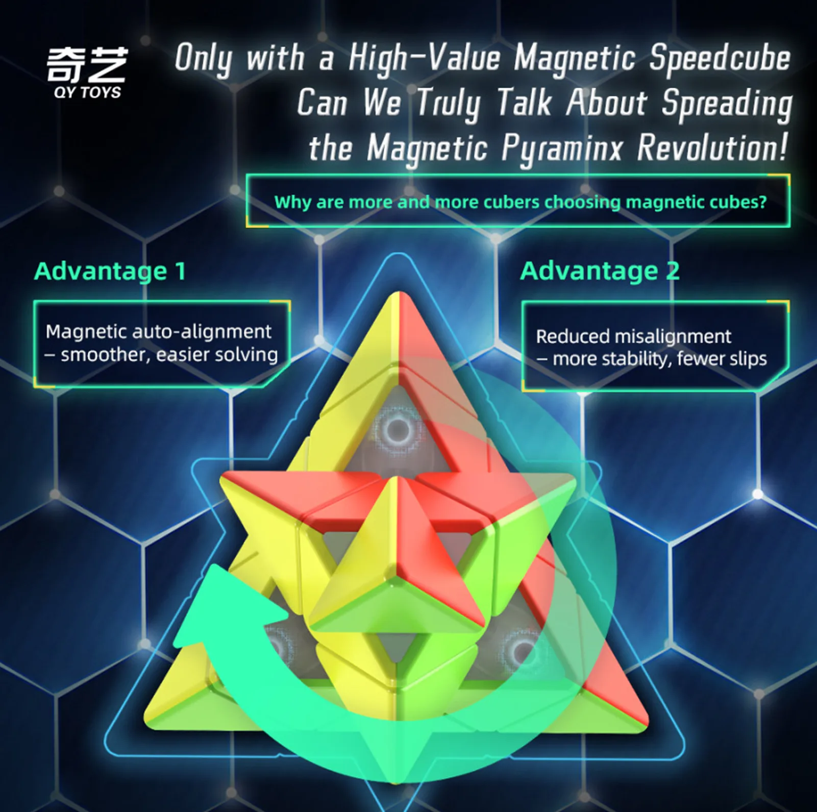 روبیک چی ای مدل هرم وریور مگنت کای وای 3×3 QY Warrior M Pyraminx