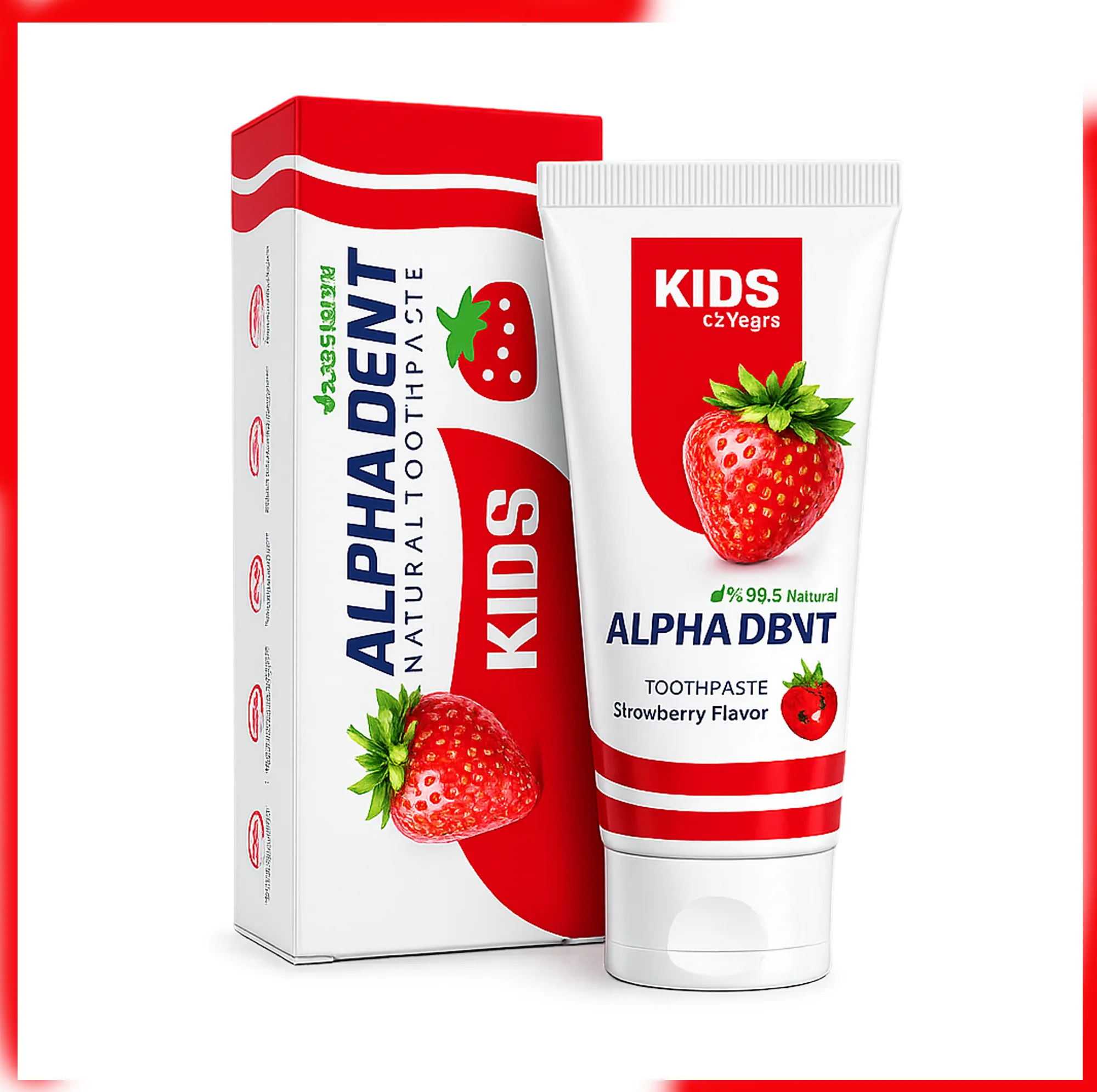 خمیردندان کودک آلفادنت مدل N-G-Strawberry حجم 50 میلی لیتر مجموعه 6 عددی