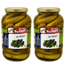 خیارشور درشت سرکه‌ای، نمکی انتخاب – 1500 گرم بسته 2 عددی