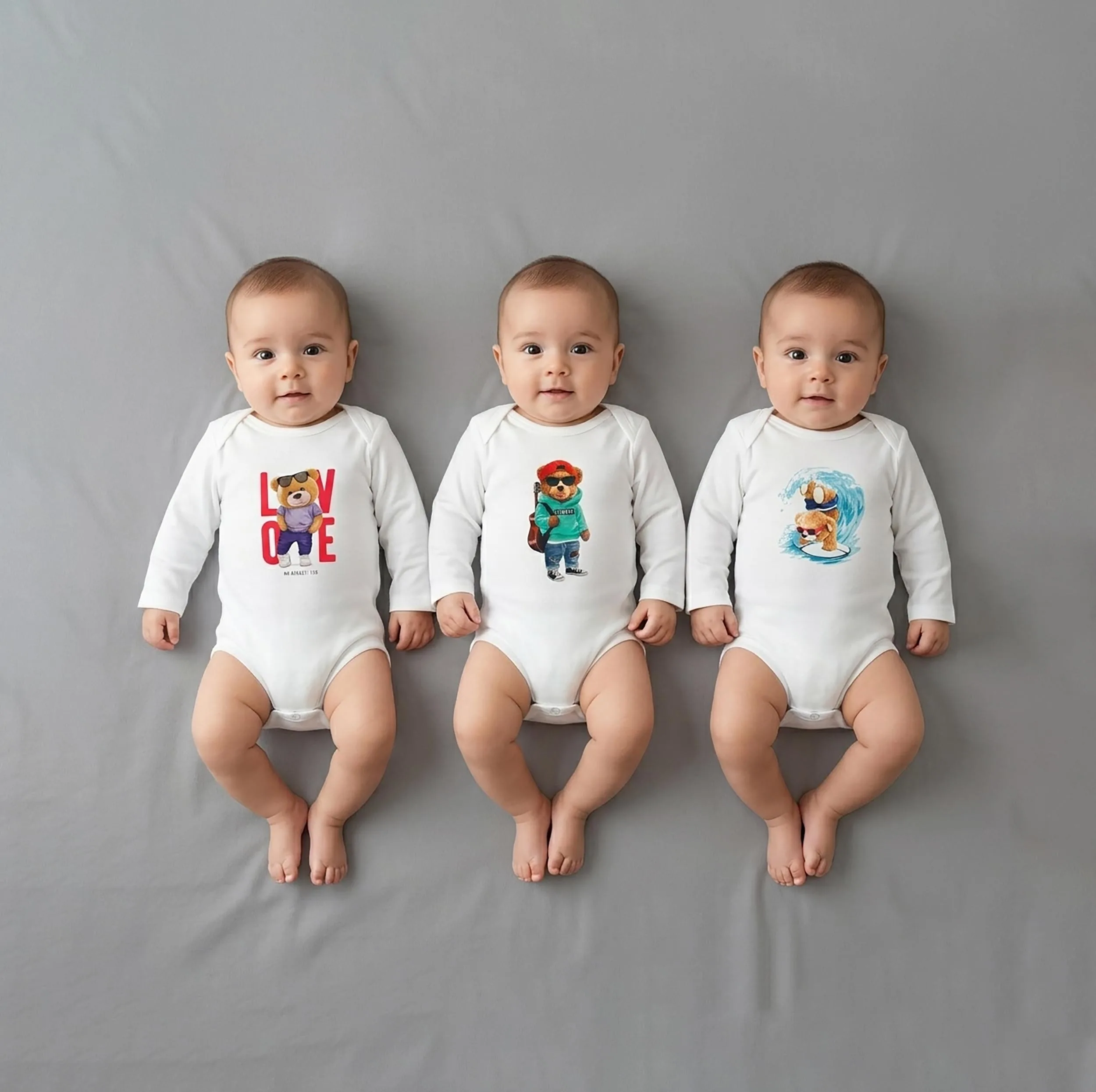 بادی آستین بلند نوزادی نیل کوک مدل Teddy مجموعه 3 عددی