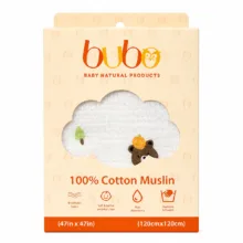 پتو کودک و نوزاد بوبو مدل پنبه موسلینی طرح خرس و پرتقال سایز 120×120 سانتی متر