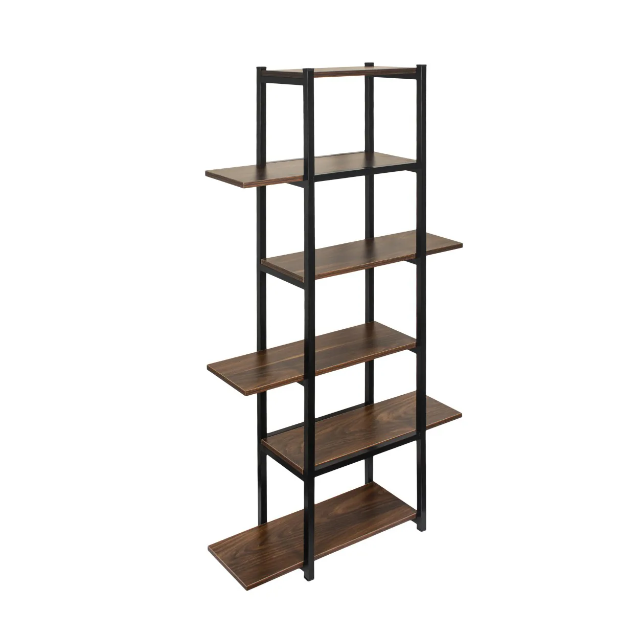 استند گلدان و قفسه کتاب فلزی 5 طبقه مدل GD-K38 با بدنه پروفیل 20×20 میلی‌متر، صفحات MDF روکش PVC، پوشش کوره‌ای الکترواستاتیک ضدخش و ضدزنگ، جوشکاری CO2، ابعاد 74×24×147 سانتی‌متر، وزن 12000 گرم