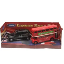 کیت ماشین بازی ناب سل مدل اتوبوس و تاکسی لندن فلزی مجموعه 2 عددی LONDON BUS & TAXINAAB0022