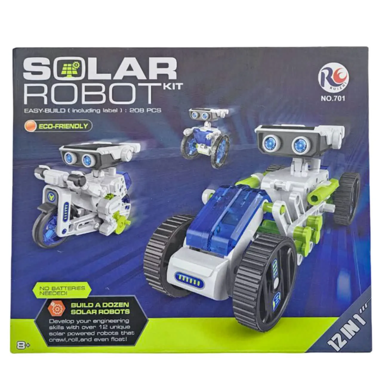 کیت ربات ساختنی ناب سل مدل سولار خورشیدی 12 کاره SOLAR ROBOT KIT 12IN1 با قابلیت حرکت و چرخش