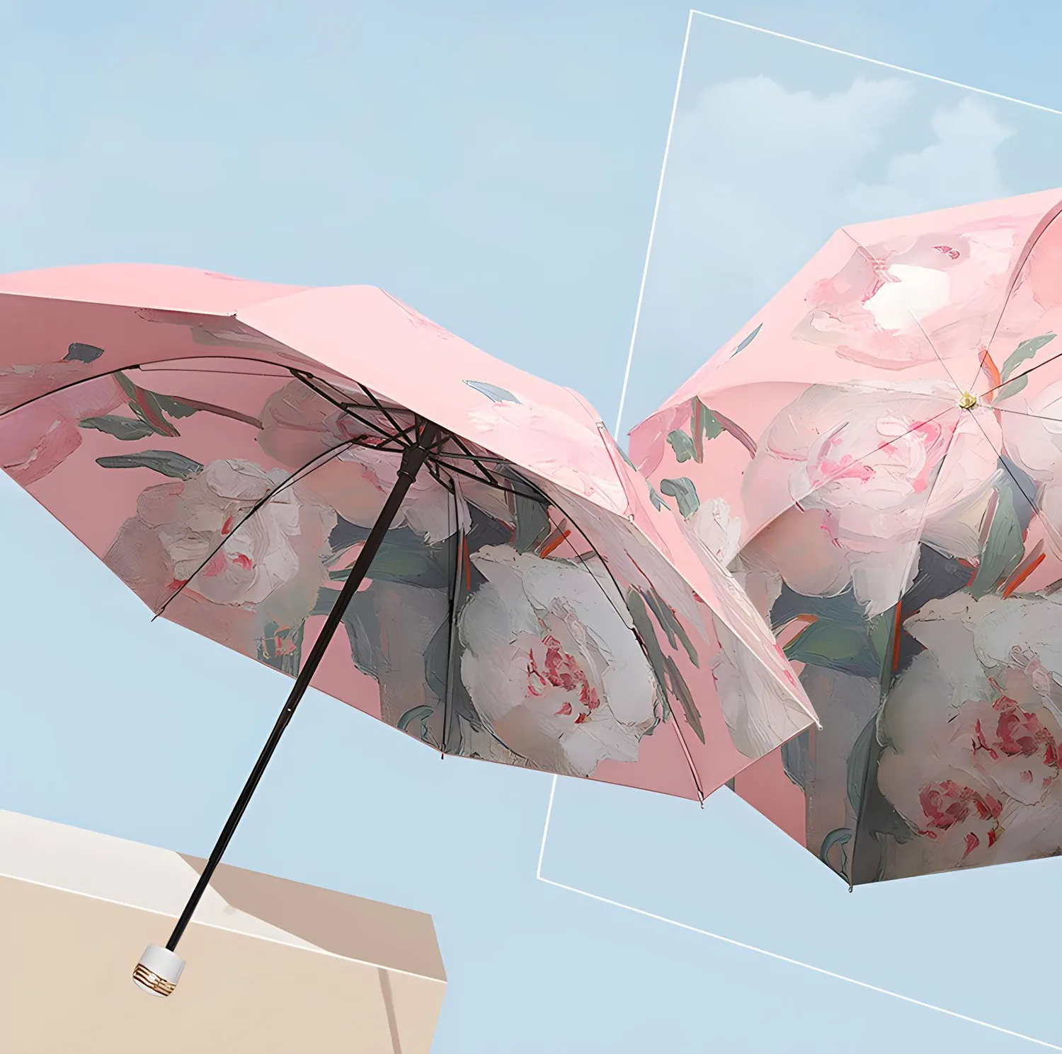 چتر گلد ایر مدل وارونه کیف دار کد Artistic Rose