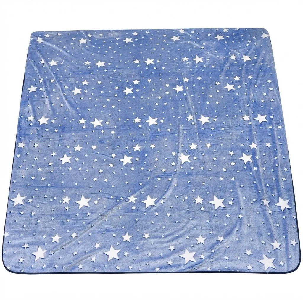 پتو مسافرتی 2 نفره مدل ژله ای شب نما طرح ستاره ای کد Star سایز 240x220 سانتیمتر