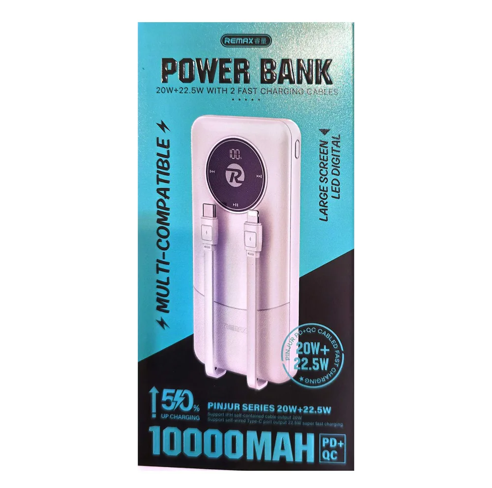 پاوربانک 22.5 وات ریمکس مدل RPP-37  ظرفیت 10000 میلی‌آمپرساعت