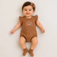 رامپر نوزادی ویونل پنبه ای مدل رنگین کمان کد 001