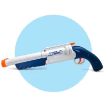 ست تفنگ بازی ناب سل مدل شاتگان دوربین دار پوکه پران تیر ابری کمرشکن کد SUPER GUN SOFT BULLET BT2026C مناسب برای نوجوانان سایز 42*15 سانتی متر