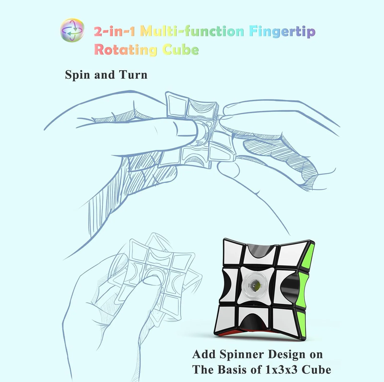 مکعب روبیک چی ای مدل اسپینری کای وای 3×3×1 QY Fidget Spinner rings