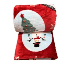 پتو مسافرتی 1 نفره مدل آدم برفی و گوزن سایز 220x160 سانتی‌متر