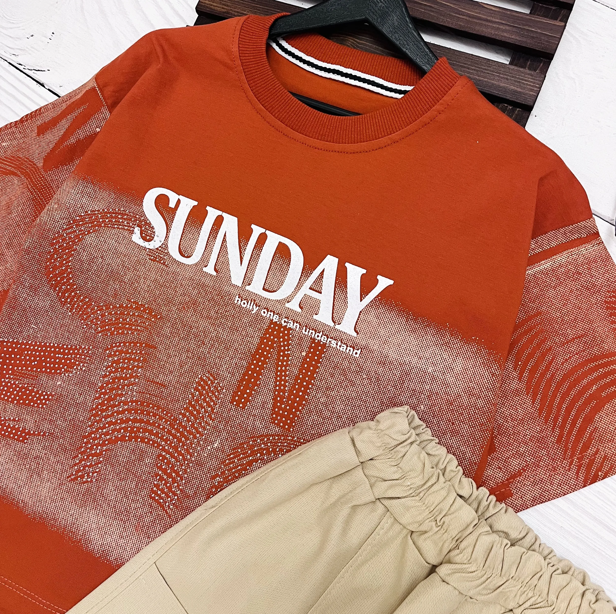 ست تی شرت و شلوارک پسرانه مدل SUNDAY